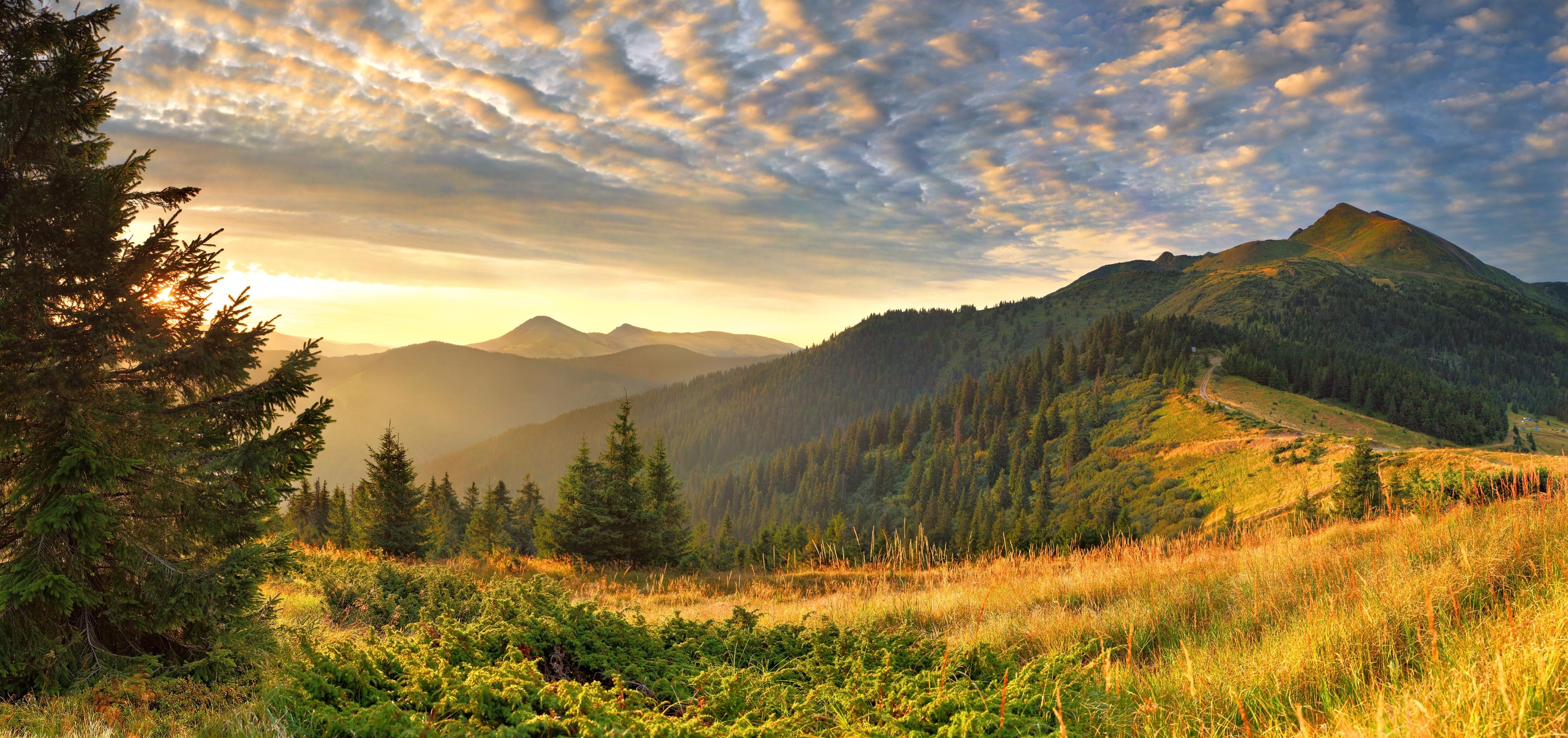 Mountain landscape at sunset